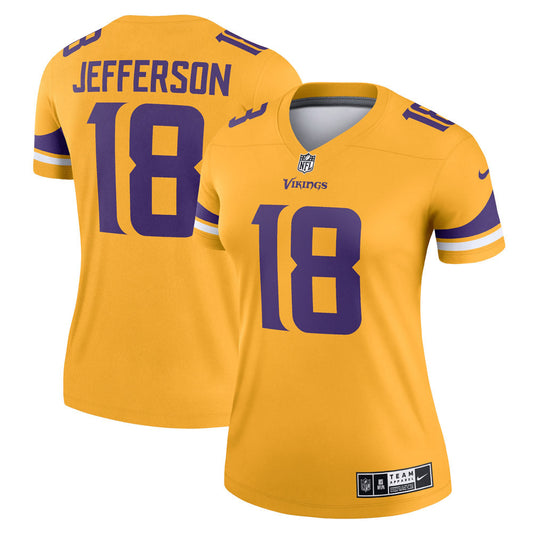 Women's Minnesota Vikings Justin Jefferson Inverted Legend Jersey Gold