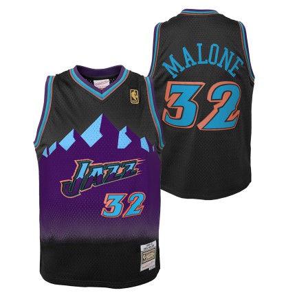 Youth Utah Jazz Karl Malone Mitchell & Ness 1996-97 Hardwood Classics Reload 2.0 Swingman Jersey-Black