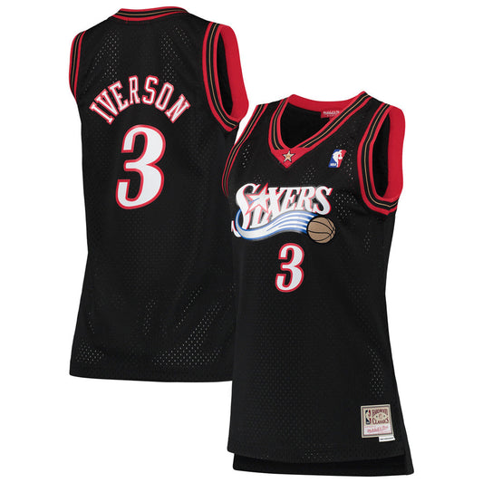 Women's Philadelphia 76ers Allen Iverson 2000-01 Hardwood Classics Jersey - Black