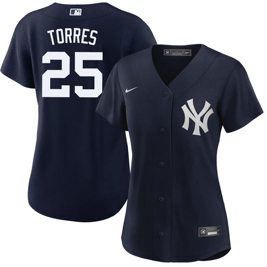 Womens New York Yankees Gleyber Torres Cool Base Replica Jersey Navy