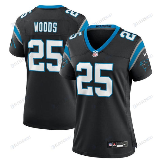 Xavier Woods 25 Carolina Panthers Women's Team Game Jersey - Black